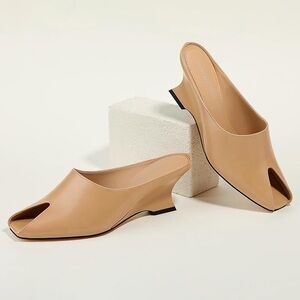 Unique Tan Faux Leather Mules